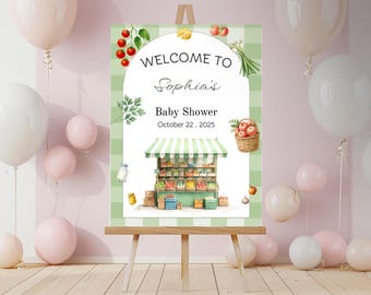 Locally Grown Baby Shower Welcome Sign, Farmers Market Baby Shower Sign, Green Market Baby Shower Decor