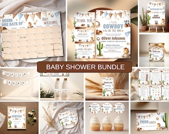 Cowboy Baby Shower Bundle, A Little Cowboy Theme, Boy Baby Shower Printable