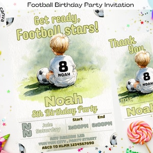 Editable Soccer Birthday Invitation, Soccer Party Invite, Football Birthday Evite, Boys Birthday Invite, Soccer Birthday Party