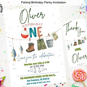 Editable Fishing Birthday Invitation, Fishing Party, Fishing First Birthday Invite, Boy Fishing Invite, Gone Fishing Themed Invitation