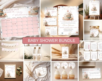 Storybook Baby Shower Bundle, A New Chapter Baby Shower Decor, Literary Baby Shower Games Pack