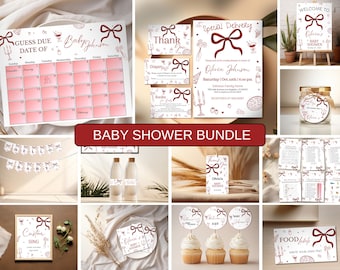 Special Delivery Baby Shower Bundle, Slice Slice Baby Pizza Theme Invitation & Games, Hand Drawn Italian Baby Shower Set