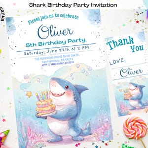 Editable Shark Birthday Invitation, Printable Shark Party Invite, Instant Download Shark Theme Birthday, Pool Party, Under the Sea Invite