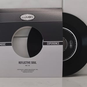 May include: A black vinyl record in a gray and black sleeve. The sleeve has the text "MUSIC EXPERIENCE" and "REFLECTIVE SOUL NO. 10". The record label reads "LUMON". The record is partially visible.