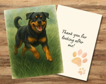Akvarell Rottweiler tackkort: Hundälskare brevpapper (digital nedladdning)