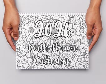 2026 Birth Flower Coloring Calendar • Printable Floral PDF (DIY Gift)