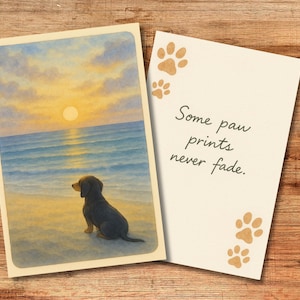 Biglietto di condoglianze per bassotto / Biglietto di condoglianze stampabile per cani / Biglietto fai da te "Alcune impronte non sbiadiscono mai" / Perdita di un animale domestico / Biglietto commemorativo / Download digitale