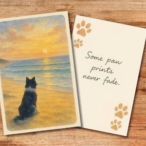 Biglietto di condoglianze per Border Collie / Biglietto di condoglianze stampabile per cani / Biglietto fai da te "Alcune impronte non sbiadiscono mai" / Perdita di un animale domestico / Biglietto commemorativo / Download digitale