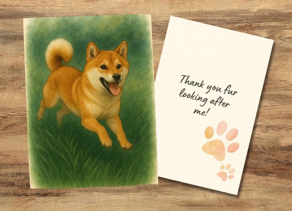 Biglietto Di Auguri Shiba Inu WBdesignz Formato A6 - Con Busta In Carta Kraft - Stampato In Germania Su Carta 300g/m²