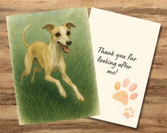 Watercolor Whippet Thank You Card: Dog Lover Printable (Digital Download)
