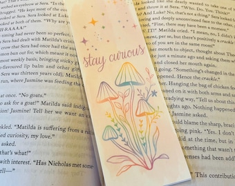 Mushroom Bookmark | Whimsical Rainbow Botanical Design (Laminated)
