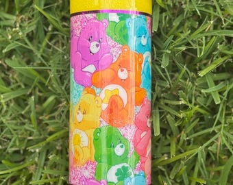 Care Bear Glitter Tumbler: 80s Cartoon Rainbow Cup