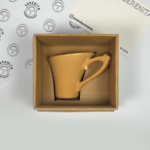 Beige Espresso Cup - 90 ml 3 oz Handcrafted Stoneware Mug - Home Gifts for Her Coffee Mug - Hand Painted Mug - Ceramic Coffee Mug