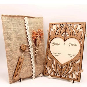 Benutzerdefinierte Laser geschnittene Hochzeitseinladungen aus Holz | Personalisierte gravierte rustikale Holz einladen für Brautparty | Einzigartige Save the Date Karte