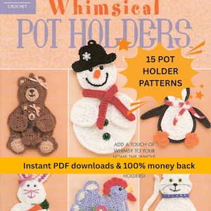 15 Christmas Pot Holder Crochet Patterns EBook | Instant download, Discontinued Annie&#39;s Attic Crochet