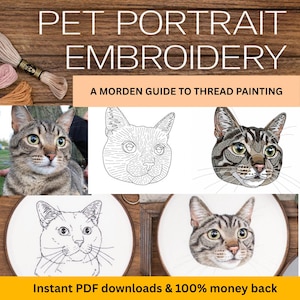 Pet Portrait Embroidery PDF: 20 Customizable Dog & Cat Patterns