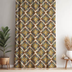 Marokkanische Vorhang Panel: Multicolor Geometrischer Druck, Boho Erdtöne