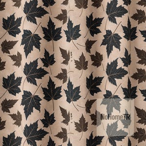 Leinen Vorhang Herbst-Fenster-Panel mit Ahornblatt-Druck - Beige botanische Vorhänge für Herbst Raum Dekor & rustikalen Boho Wohnstil