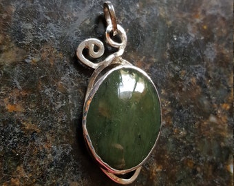 Nephrite Jade in Sterling Silver Pendant