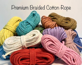 Cuerda de algodón trenzada para macramé, manualidades y cestas (5 mm)