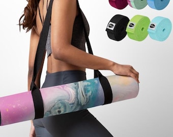 Correa de transporte para esterilla de yoga de algodón suave: correa ajustable para pilates, colchonetas de entrenamiento y toallas