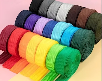 Cinta de polipropileno - Ligera - Correas para correas, cinturones y bolsos - Varios colores, anchos y longitudes