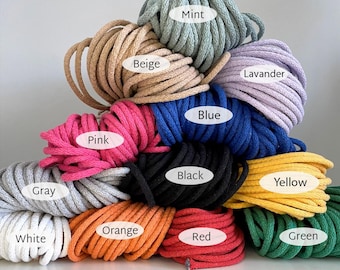 Cuerda de algodón trenzada, cordón colorido de 5 mm, macramé, manualidades, costura