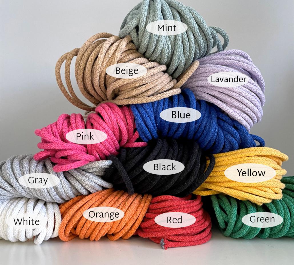 Braided Cotton Macramé Rope, 5 mm
