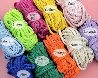 Cuerda de algodón natural – Cordón trenzado para macramé, manualidades, cestas y decoración del hogar.