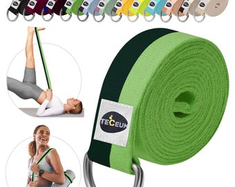 Correa de yoga de algodón: cinturón de estiramiento ajustable y antideslizante con hebilla de metal.