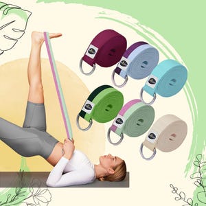 Cotton Yoga Strap – Adjustable Stretching Belt - Fruity Colors – 6ft, 8ft, 10ft – Perfect for Yoga, Pilates, Physical Therapy & Home Workout