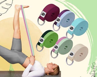 Correa de yoga de algodón: cinturón de estiramiento ajustable, colores frutales