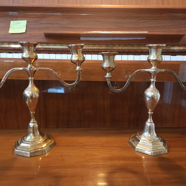 Vintage Solid Brass Candelabras Set of 2