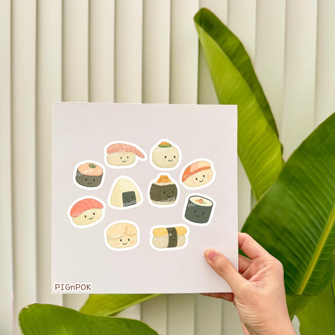 Nigiri & Sushi Sticker Pack – Kawaii Onigiri, Maki, Tamago | Planner ...