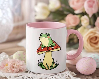 Niedliche Amphibien Kaffeebecher Fliegenpilz Teetasse Cottagecore Pilz Tasse Tierliebhaber Geschenk Fairycore Ästhetik