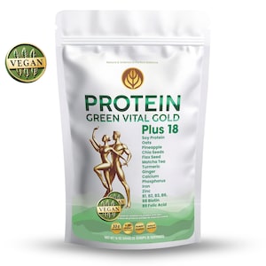 PROTEIN VEGAN VITAL Gold Plus 18 .Smart Vegan protein plus 18 nutrients. Nature and science in perfect balance. Total  energy and wellness.
