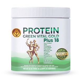 PROTEIN VEGAN VITAL Gold Plus 18 .Smart Vegan protein plus 18 nutrients. Nature and science in perfect balance. Total  energy and wellness.