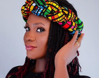 Ankara flätat pannband | Bomullshårband | Afrikanska modeaccessoarer