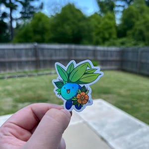 Oddish Floral Holographic Sticker, 2.1” x 2.1”