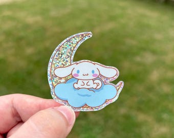 Glitter Anime Puppy | Cinnamoroll | Sanrio Inspired | Whimsical Sticker, 1.8” x 1.8”