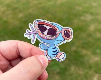 Glitter Wooper in Sunglasses Sticker, 1.9” x 1.7”