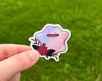 Ditto Floral Holographic Sticker, 1.9” x 1.7”