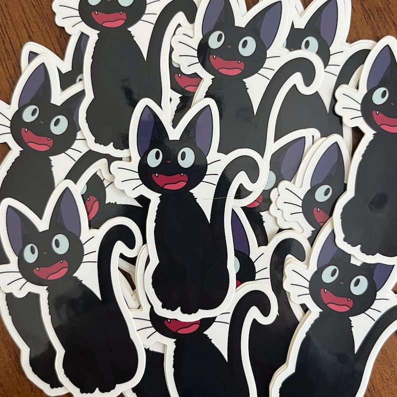 Pegatina inspirada en el anime de Ghibli / Gato Brujo / Jiji 2,8” x 2” imagen 3