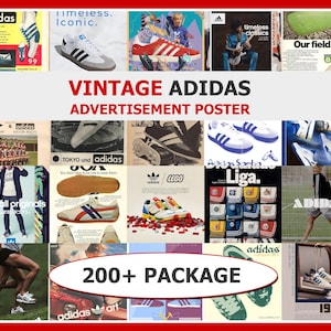 Vintage Adidas-affischsamling | Utskrivbar väggkonst, skräpjournal, scrapbooking | Digital nedladdning av vintage-affischer, affischset