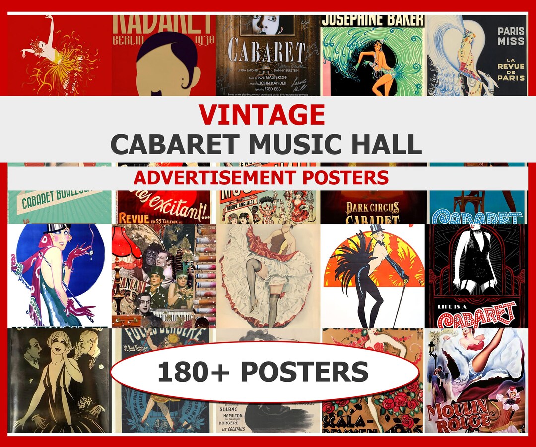 Vintage Cabaret Music Hall Poster | Vintage Poster Scrapbook Junk ...