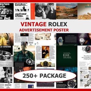 Samling av vintage Rolex-reklamaffischer | Vintage-affischer, skräpjournal, scrapbooking | Väggkonst, affisch, utskrivbar, digital nedladdning