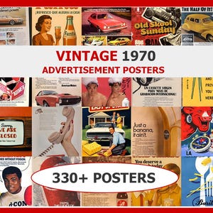 Plakat reklamowy z 1970 roku | Plakaty vintage | Kolekcja plakatów | Dziennik i album ze śmietnikami | Grafika ścienna do druku | Plakat cyfrowy