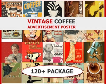 Vintage Coffee Advertising Poster Set | Vintage Posters Poster Collection | Junk Journal Scrapbook | Art Printable Digital Download Poster