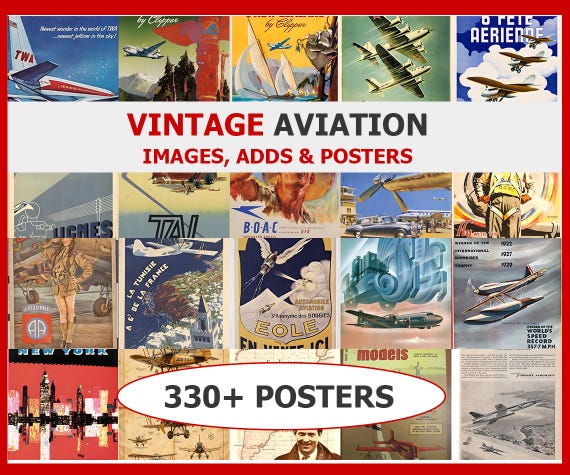 Vintage Aviation Poster | Vintage Posters Collection | Junk Journal & Scrapbook | Printable Wall Art | Digital Download Poster Set