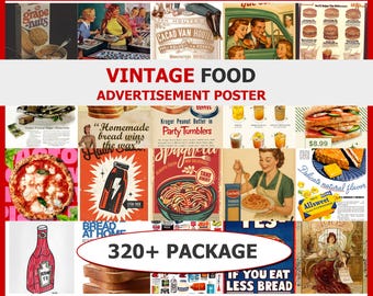 Vintage Food Advertisement Poster Collection | Vintage Posters Junk Journal Scrapbook | Wall Art Poster Printable Digital Download Poster